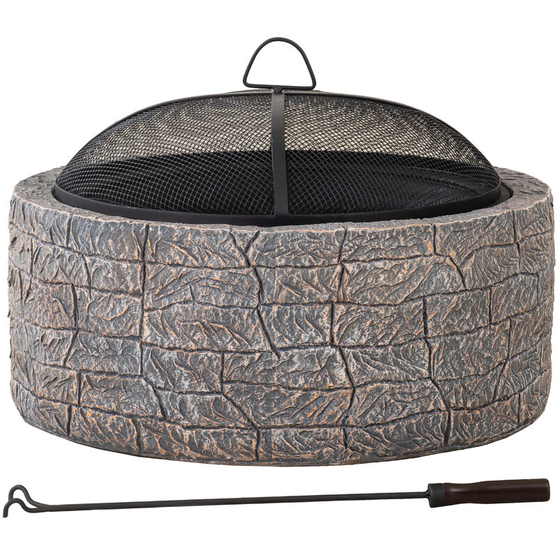 Sunjoy - xl brasero en acier katla en gris - Ø67cm