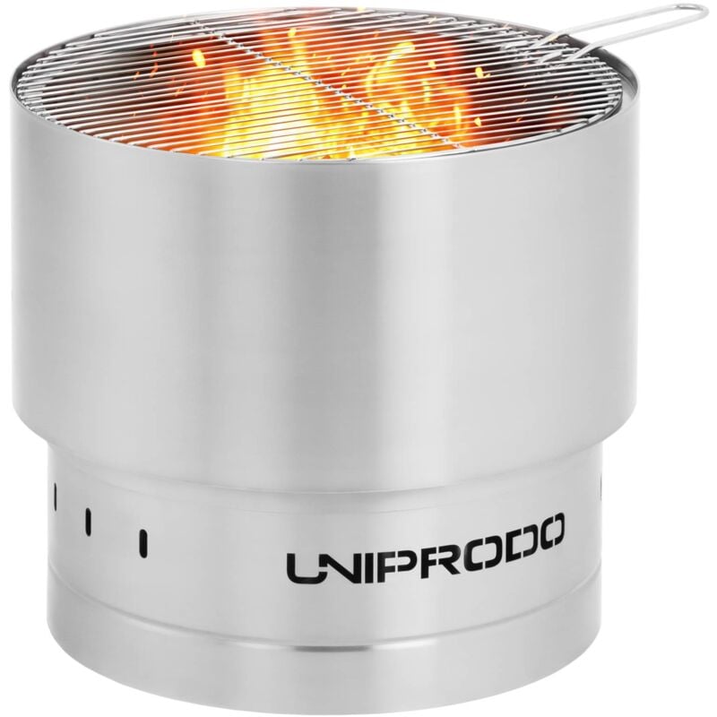 Uniprodo - Brasero extérieur - en acier inoxydable - avec grille - 50 x 50 x 45 cm Brasero inox Brasero barbecue professionnel