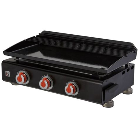 Brasero – Plancha à gaz Silvia II G 3 feux – Surface de cuisson 67 x 34 cm – 3 brûleurs – Plaque fonte émaillée – Puissance 7,5 kW – Capacité 10 convives