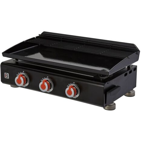 Brasero - Plancha Silvia II G 3 feux Brasero - Surface cuisson 67 x 34 cm - 3 brûleurs - Plaque acier émaillée - Grille de réchauffement - Piezo intégré - Tiroir graisse - Jusqu'à 10 convives - 7,5 kW