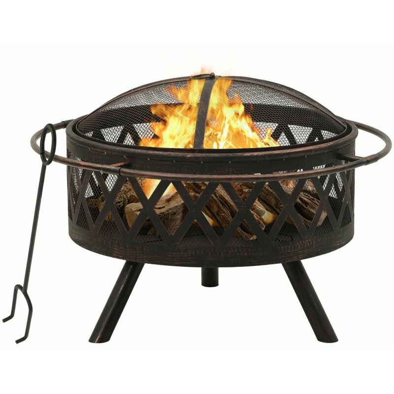 

Brasero rustico con atizador acero XXL 76 cm