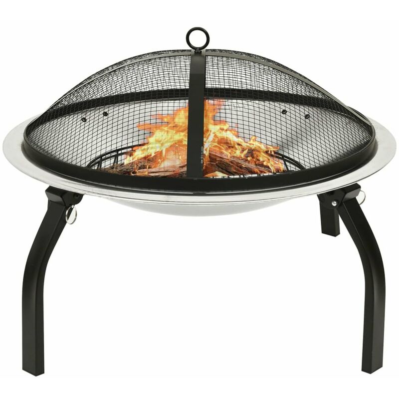 

Brasero y barbacoa 2 en 1 atizador acero inoxidable 56x56x49 cm