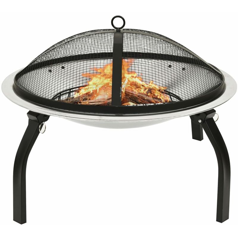 

Brasero y barbacoa 2 en 1 atizador acero inoxidable 56x56x49 cm