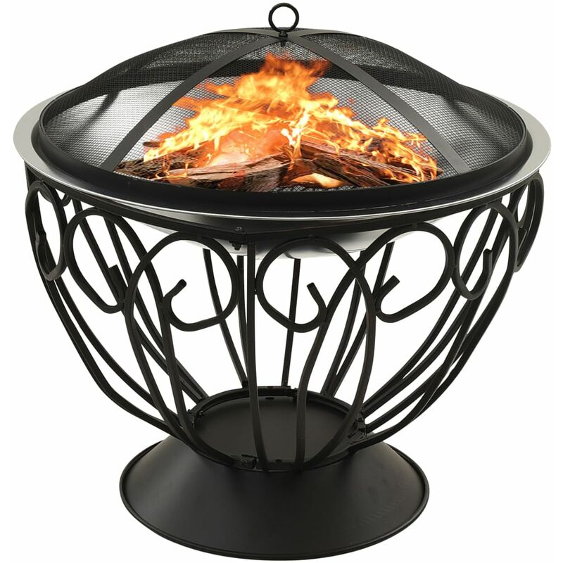 

Brasero y barbacoa 2 en 1 atizador acero inoxidable 59x59x60 cm - Plateado