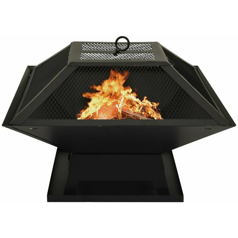 

Brasero y barbacoa 2 en 1 con atizador acero 46,5x46,5x37 cm