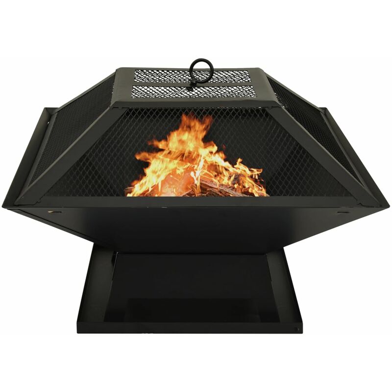 

Brasero y barbacoa 2 en 1 con atizador acero 46,5x46,5x37 cm - Negro