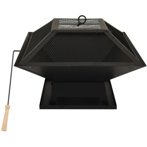 Brasero y barbacoa 2 en 1 con atizador acero 46,5x46,5x37 cm vidaXL - Negro