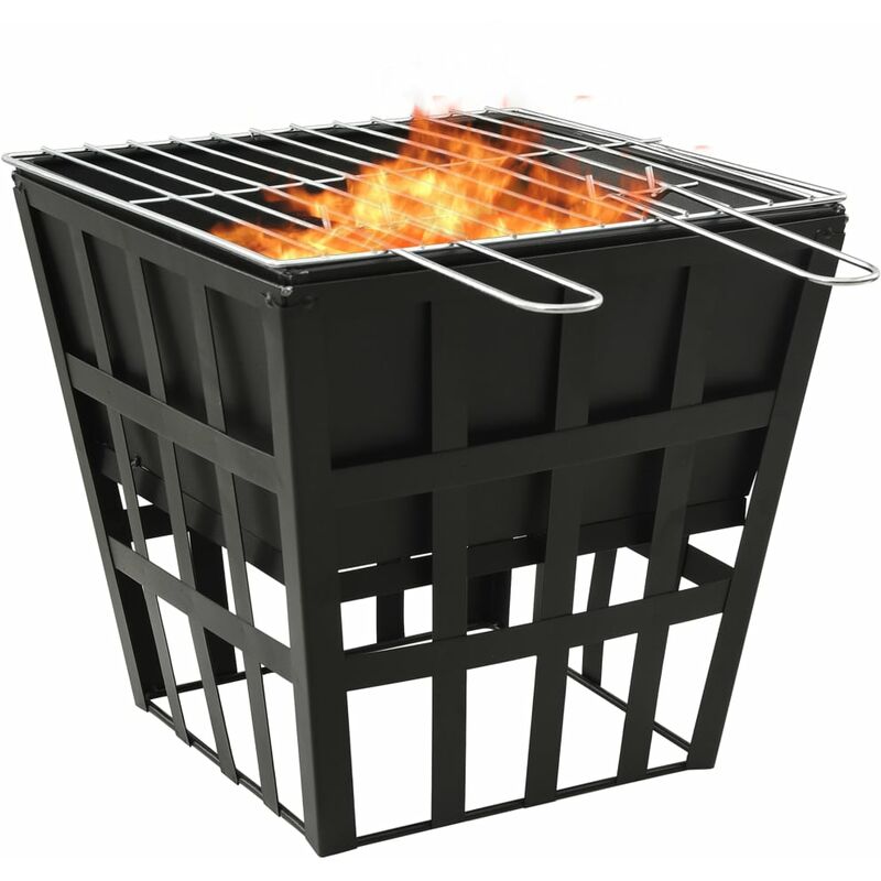 

Brasero y barbacoa 2 en 1 de acero 34x34x48 cm - Negro