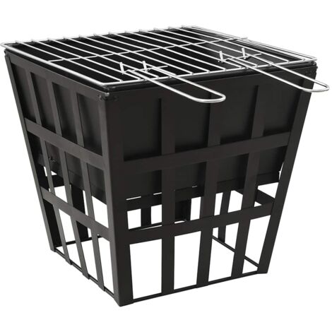Brasero y barbacoa 2 en 1 de acero 34x34x48 cm vidaXL - Negro