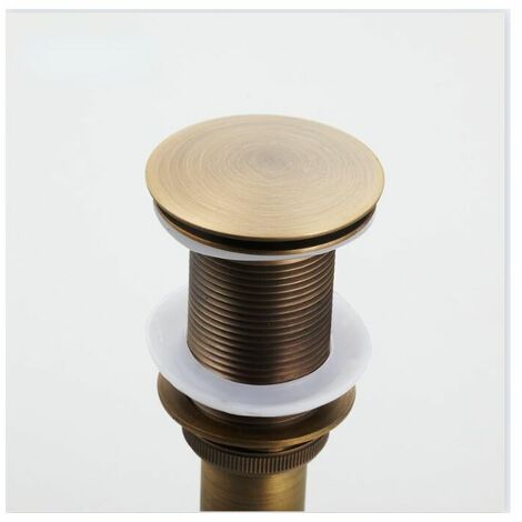 Brass Bathroom Basin Sink Unslotted Pop Up Waste Drain Stopper Without Overflow, Click Clack Sprung Plug no Overflow, Brushed Gold