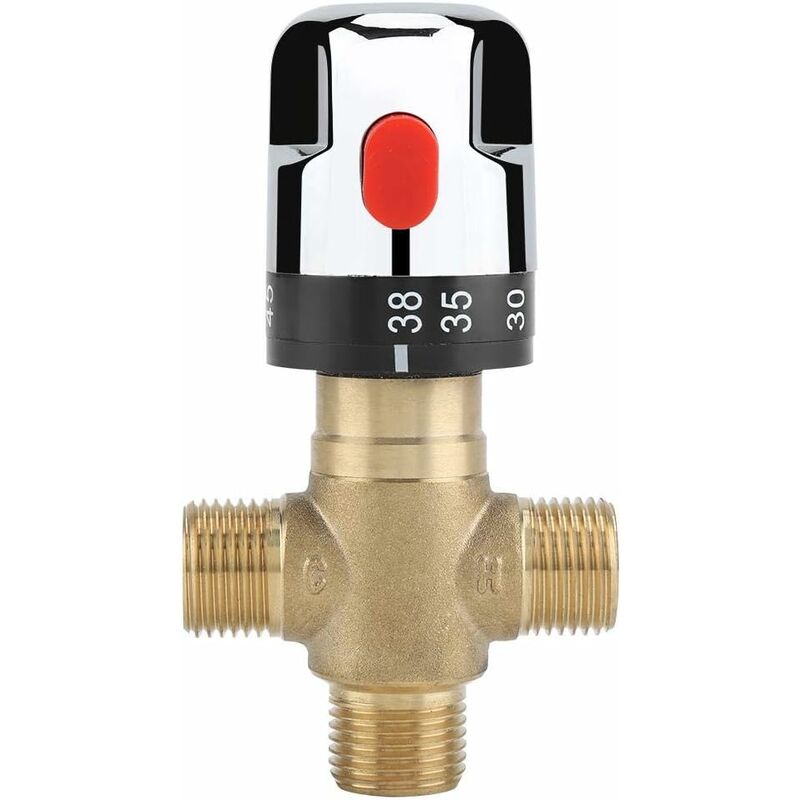 Brass Body Shower Diverter Valves, Solid Brass G1/2 Thermostatic Mixing Valve for Shower System, Water Temperature Control, Basin Thermostat Control