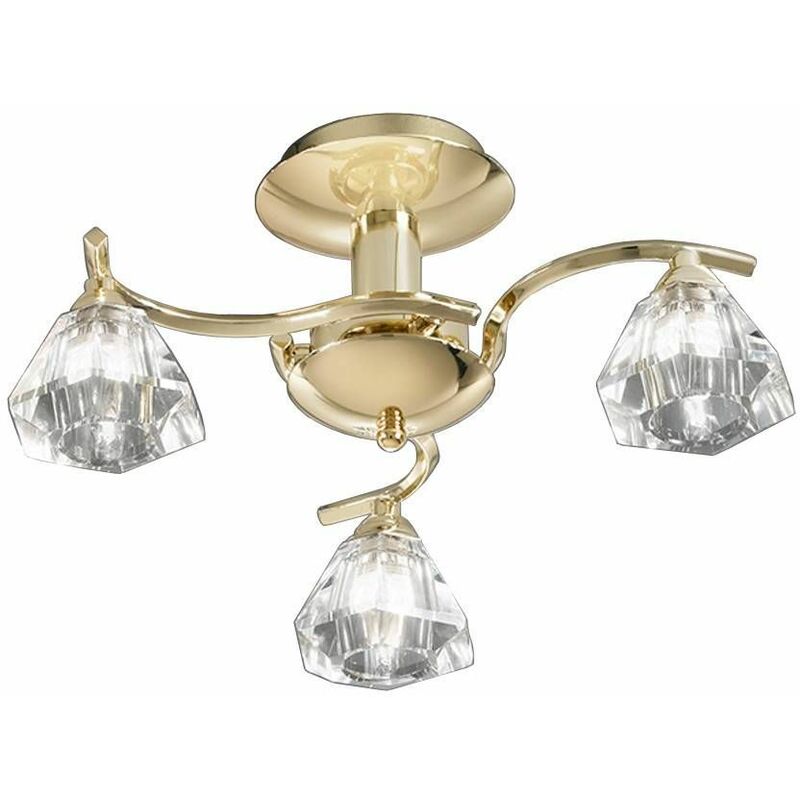 Brass ceiling light in crystal Twista 3 Bulbs
