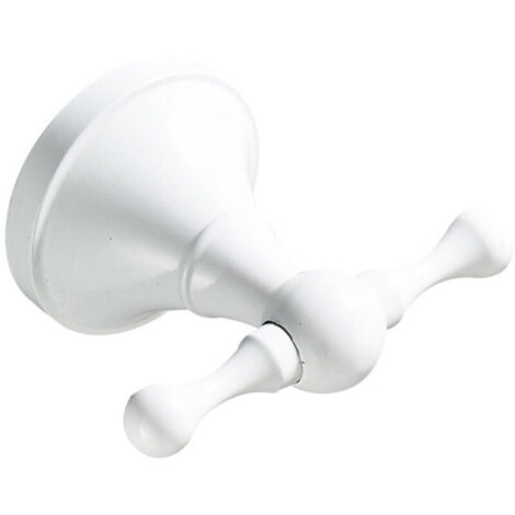 Brass coat hook, towel rack, wall-mounted, double hook (white)
