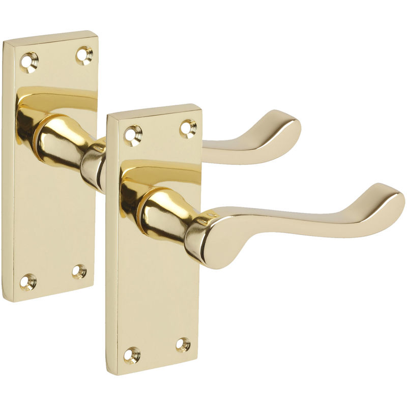 Brass Door Handles on Backplate with Victorian Scroll ...