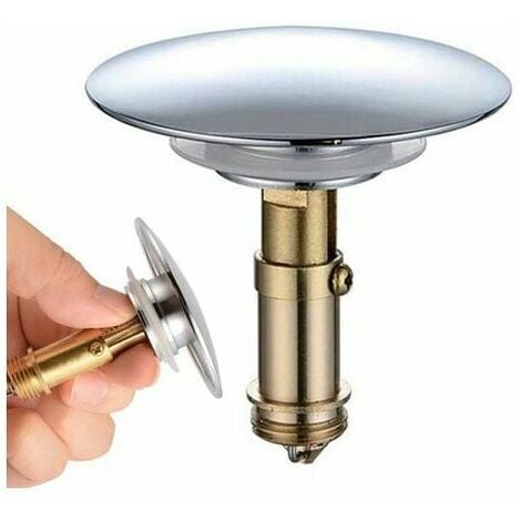 Brass Drain Plug Bathroom Sink Drain Plug 66mm Polished Brass Chrome Pop Click Clack for Bathroom Vanity Sink Replacement Screws Bathroom Bathtub
