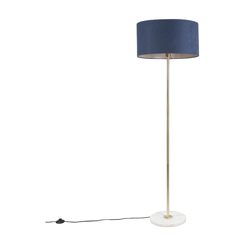 Brass floor lamp with blue shade 50 cm - Kaso - Blue