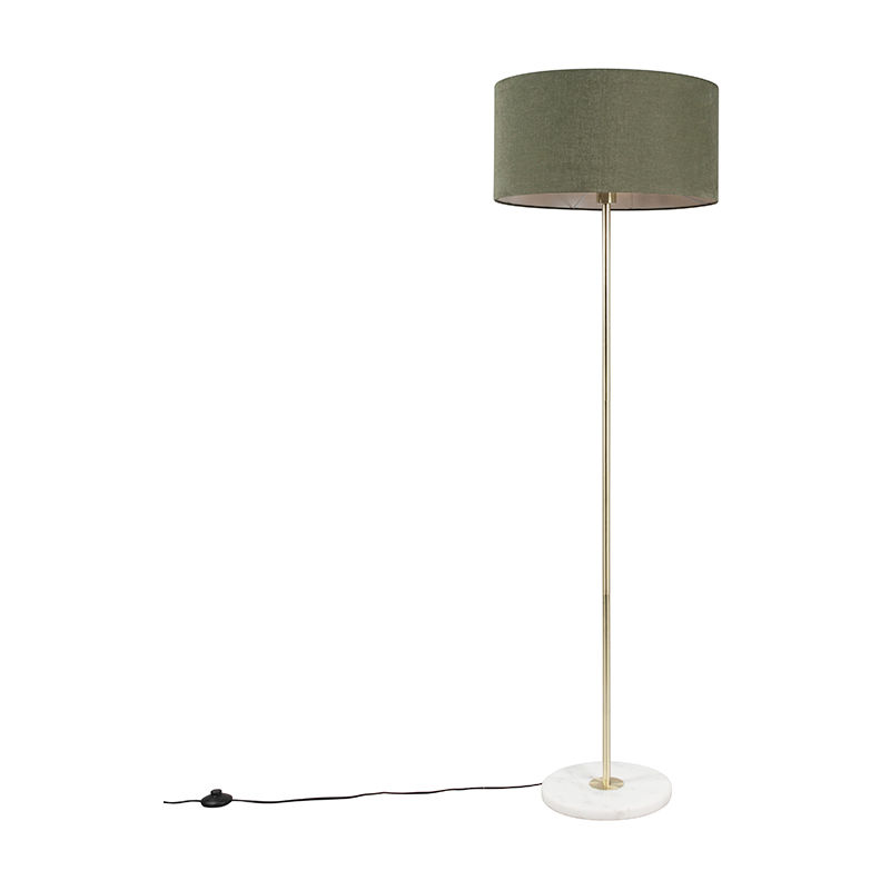 Brass Floor Lamp with Green Lampshade 50 cm - Kaso