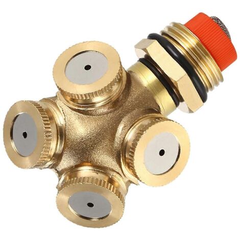 Brass Misting Spray Nozzle 1.5mm 4Hole with Filter and Adapter for Efficient Outdoor Garden Cooling