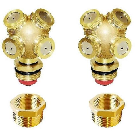 Brass Misting Spray Nozzle 3/4' GHT Male 4Holes Garden Sprinklers Irrigation Connector 25-26