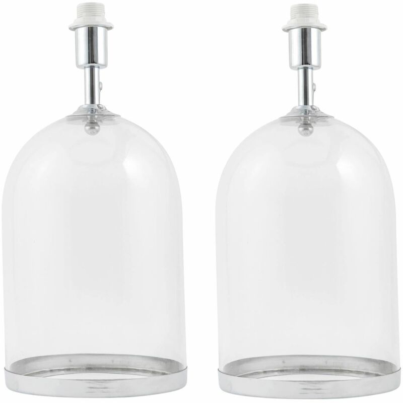 Pair of Large Chrome and Glass Cloche Design Table Lamp Bases