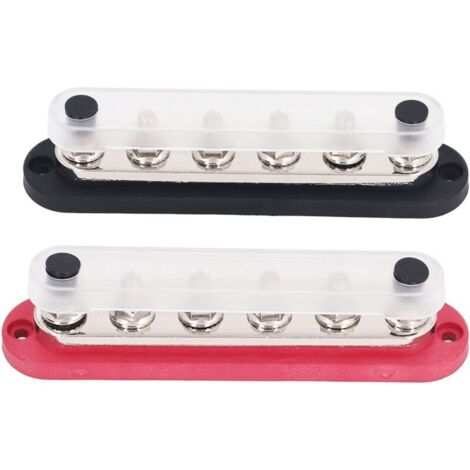 Brass Power Distribution Block M8 300A 12-48V, 2 Pieces, Stainless Steel Busbar Terminal Block for Car, Boat, Marine
