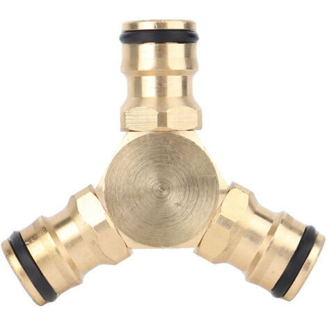 Brass Quick Connection Tee Hose Connector Water Pipe Adapter for Home Garden