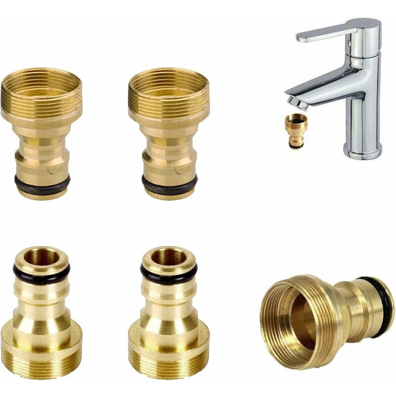 Brass Quick Connector,5PCS Anti-Rust Faucet Connector Hose Adapter Threaded Faucet Universal Adapter Faucet Connector for Kitchen Hose Faucet