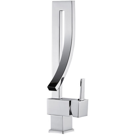 Brass Rotatable Gold Countertop Basin Hot and Cold Water Faucet Kitchen Sink Waterfall Faucet,Silver