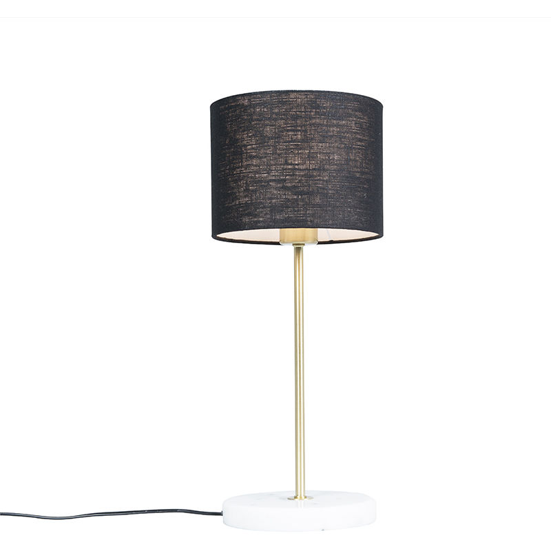Brass table lamp with black shade 20 cm - Kaso
