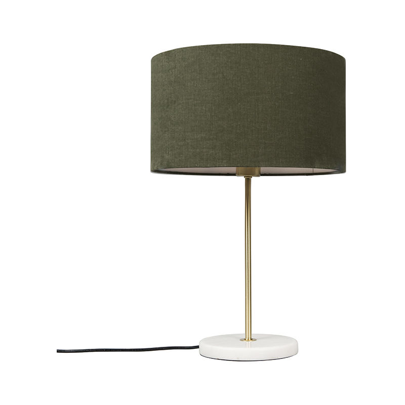Brass table lamp with green shade 35 cm - Kaso