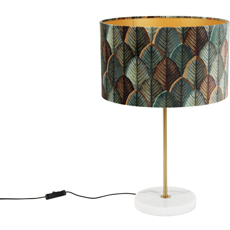 Image of Qazqa - Brass Table Lamp with&hellip;