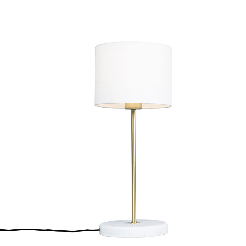 Brass table lamp with white shade 20 cm - Kaso