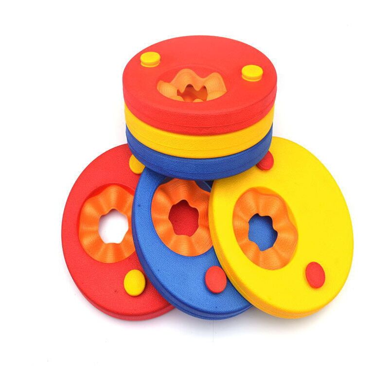 Cyslmuk - Brassard de natation pour enfants, ensemble de 6 flotteurs eva, brassard (rouge + jaune + bleu) adapté aux enfants âgés de 3 à 14 ans pour