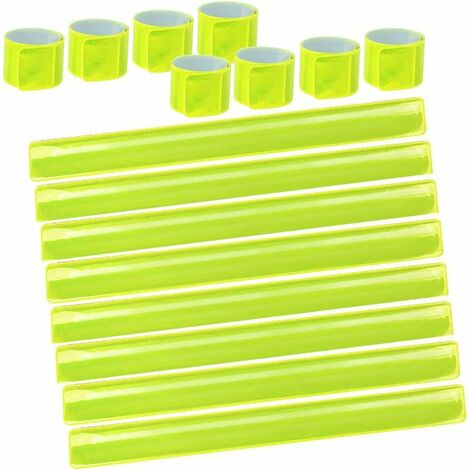 Brassard reflechissant 16PCS Bande reflechissante Enfant vélo sûr Jambe Pantalon Clip réfléchissant Haute visibilité Bras de Cheville Bracelet Fluo Band (16pcs)