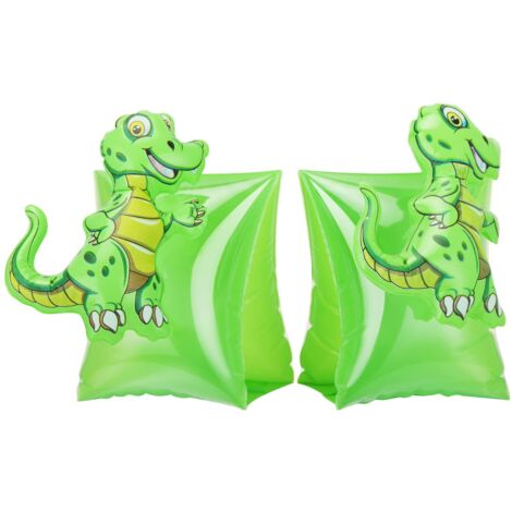 Brassards de natation pour enfants - Manchons gonflables dinosaures verts mignons pour piscine, brassards et bouées ailes de natation de dessin animé, taille S