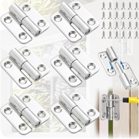Brateuanoii 6 piezas de bisagras de puerta desmontables de acero inoxidable de alta resistencia, bisagras de puerta corredera de acero inoxidable, bisagras de bandera desmontables, con 24 tornillos, p
