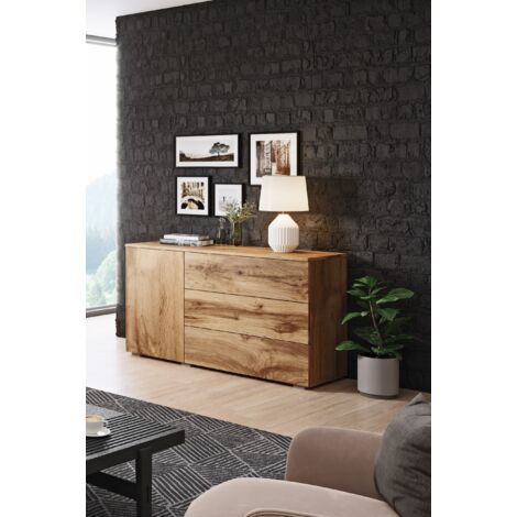 Bratex – Commode 110 cm – 4 tiroirs – Panneau laminé 15 mm – Finition ABS – Glissières télescopiques – Meuble moderne pour salon