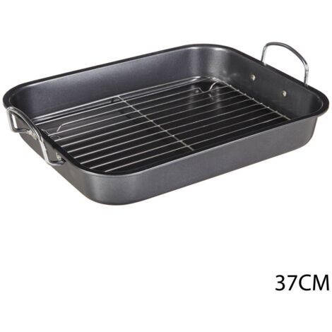 Bratform mit Rost und Griffen, 37 x 29 x 5,5 cm, Edelstahl