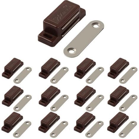 (Braun, 12er-Pack) Magnetischer Schrankverschluss, ideal für Schranktüren, Schubladen und Rollläden