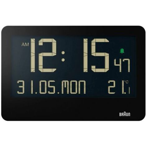Braun BC 14   schwarz Quarz Wanduhr digital