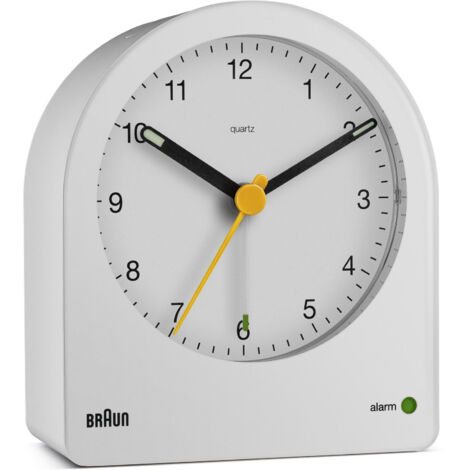 Braun BC22 Réveil analogique blanc, jaune