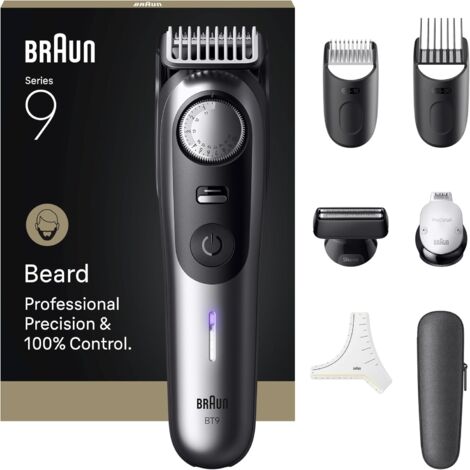 Braun BeardTrimmer 9 BT9520 regolabarba Batteria 52 2 cm Bagnato e secco Nero, Grigio