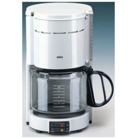 Braun Cafetière goutte à goutte KF47W, 1000 W, 10 tasses, plastique/verre, blanc/clair.