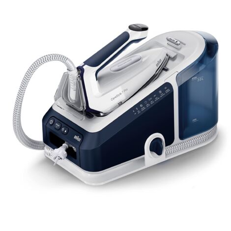 Braun CareStyle 7 Pro, Ferro Generatore di Vapore con 4 Anni di Assistenza, 3D FreeGlide, Smart iCareMode, Stiratura Verticale, Serbatoio 2L Rimovibile, 2700W, Blu