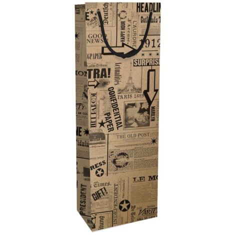 Braun & Company Flaschen Tasche News Kraftpapier 12 x 36 x 10 cm Geschenkverpackungen