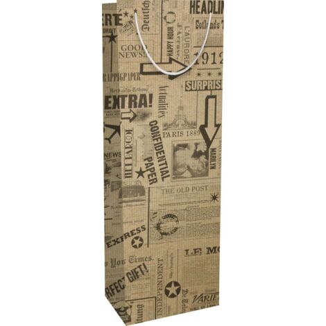 Braun & Company Flaschentasche News Kraftpapier, 12 x 36 x 10 cm Geschenktüte
