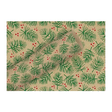 Braun & Company Geschenkpapier By Nature Kraft WH-Zweig rot 2 m x 70 cm Geschenkpapier
