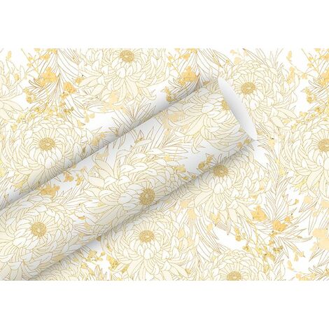 Braun & Company Geschenkpapier weiß gold 1,5 m x 70 cm Geschenkverpackungen
