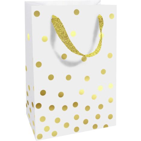 Braun & Company Geschenktasche Golden Dots weiß, 11 x 16 x 5 cm Geschenktüte
