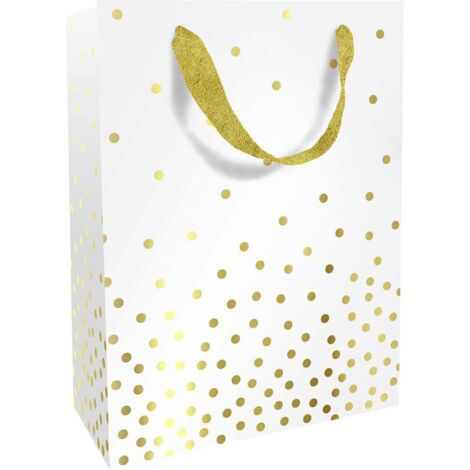 Braun & Company Geschenktasche Golden Dots weiß, 25 x 33 x 11 cm Geschenktüte